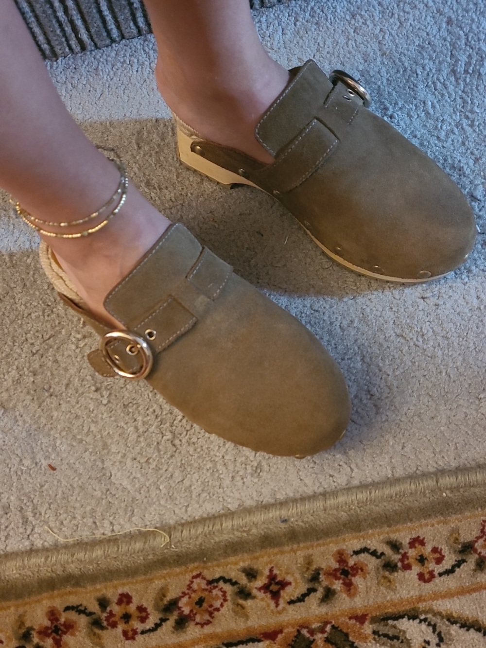 See By Chloe Olive Suede Buckle Backless Mules